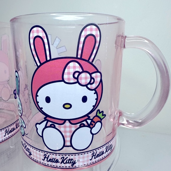 Hello Kitty Pink Glass Easter Mug Set of 2 - Picture 3 of 4